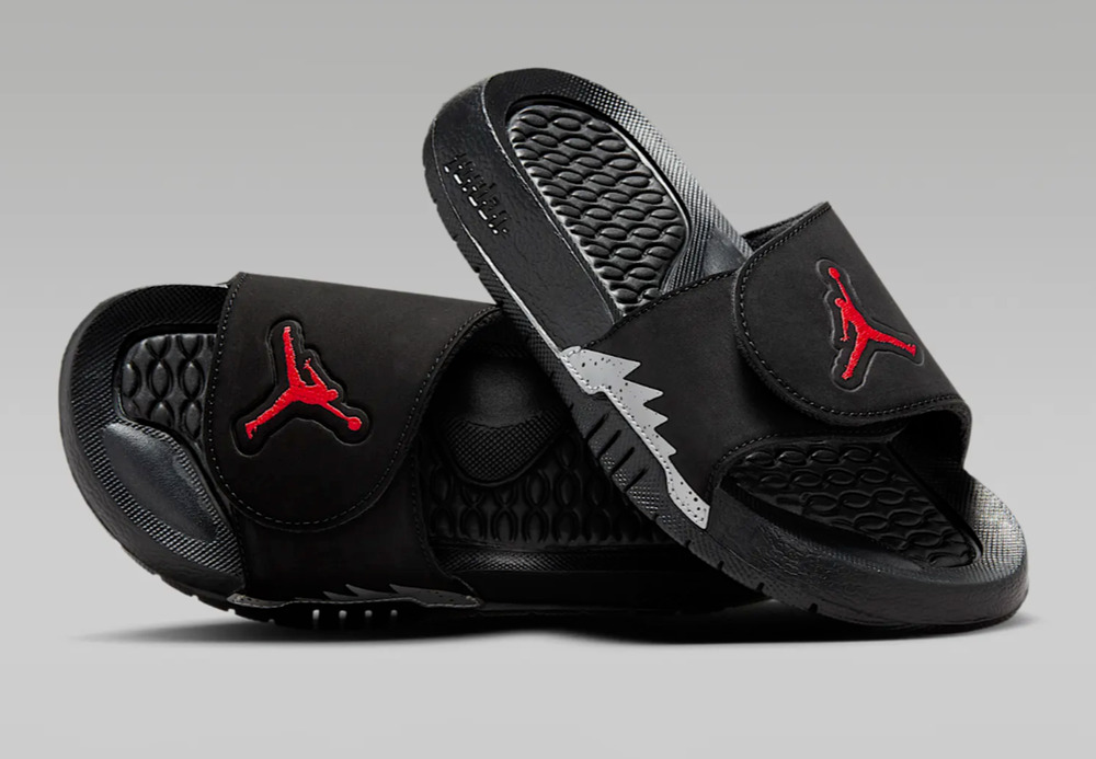 Air Jordan Hydro V Retro Black Fire Red Silver 555511-061 Size 5Y Youth Slides